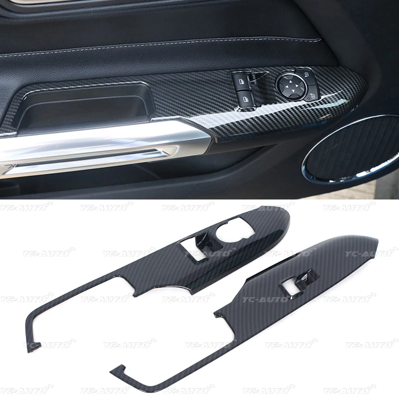 Car ABS Window Lift Switch Panel Cover Trims Carbon Fiber Color For
