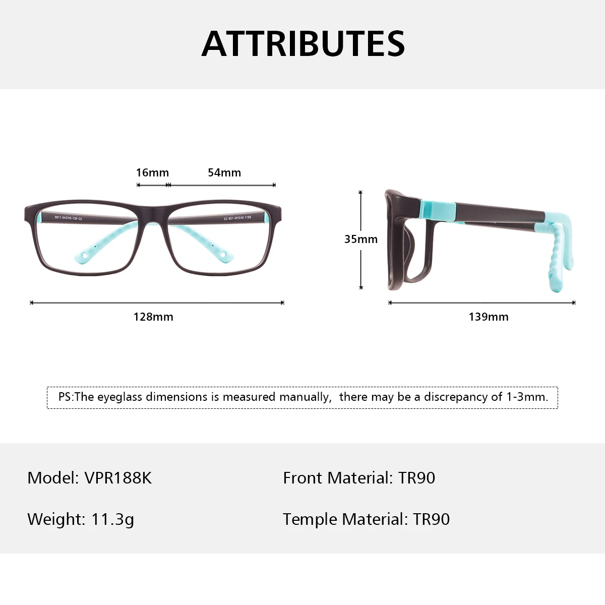 Eyeglasses Frames For Optical Prescription Lenses TR90 Rectangular Full Rim Flexible