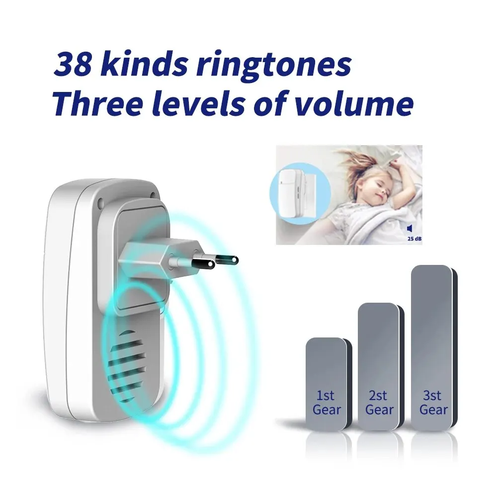 Wireless Doorbell Waterproof 150M EU UK US Plug Remote Control Intelligent Doorbell 38 Melody Alarms wireless doorbell