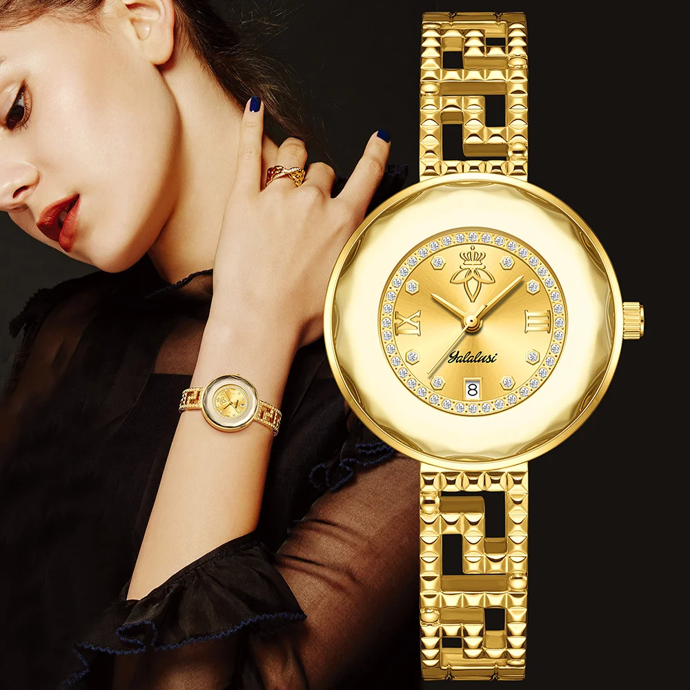 Elegant Women's Luxury Diamond-Studded Bracelet Watch - Water-Resistant Quartz Timepiece