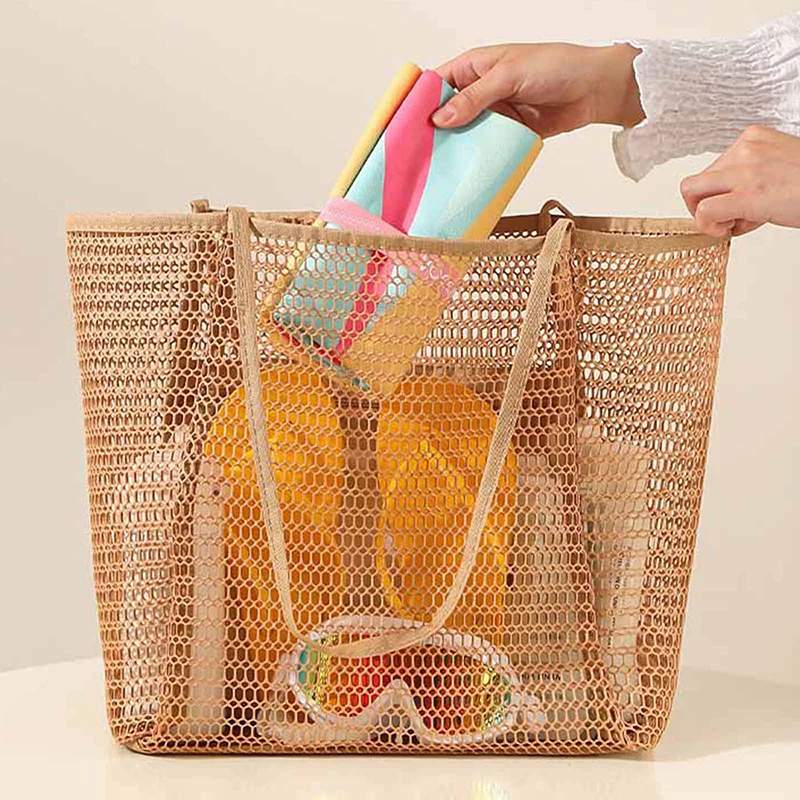 

Женская Повседневная Сумка-тоут для пляжа, складная сумка на плечо, летние вязаные крючком сумки для отдыха на пляже и пикнике