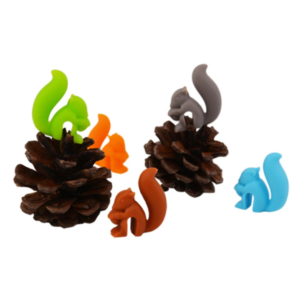 10Pcs Drink Markers Squirrel Silicone Wine Charms Assorted Silicone Glass Markers for Bar Party Tea Bags Holders Cup Mug