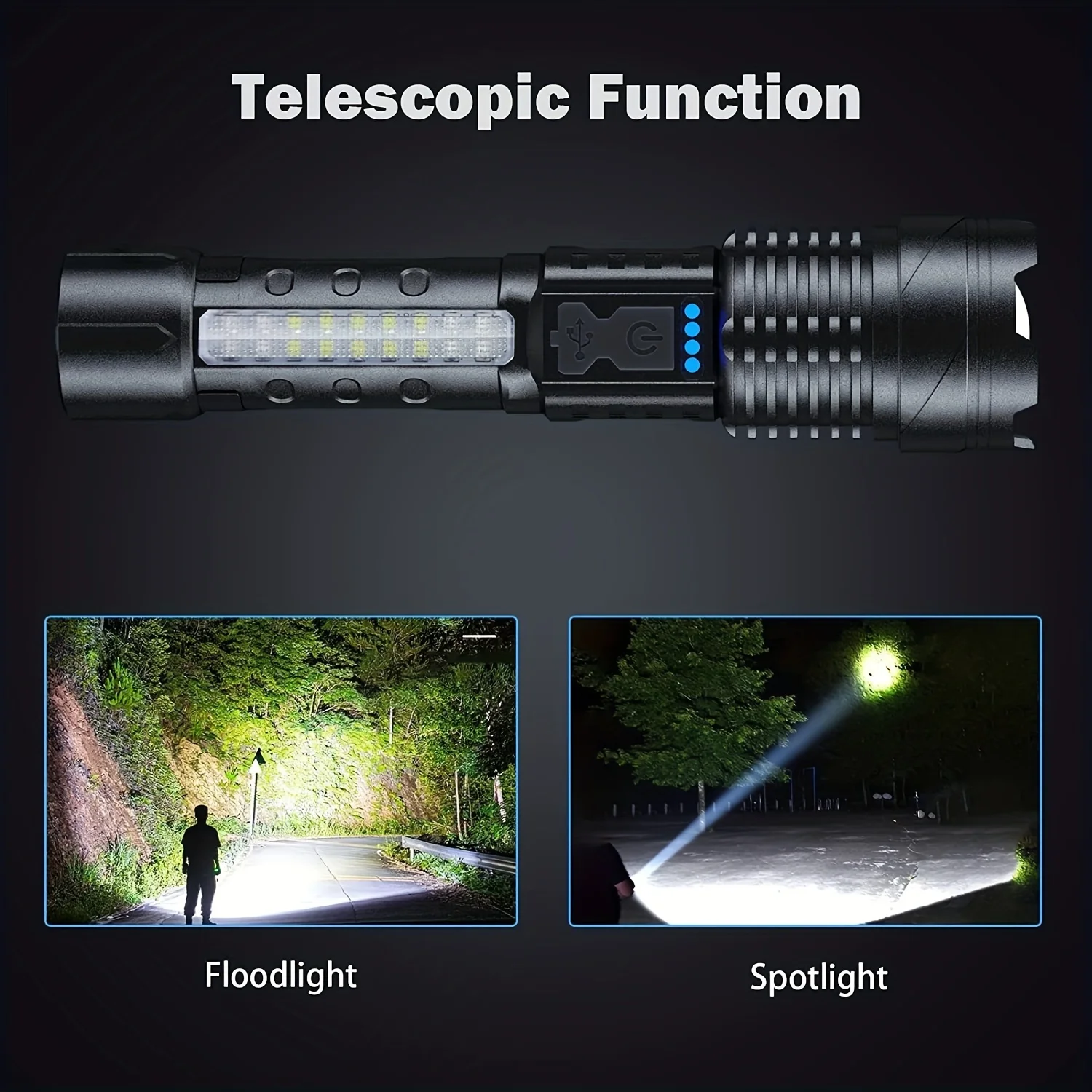 Lampe Torche LED Ultra Puissante 30W – Rechargeable, Zoom, Tactique