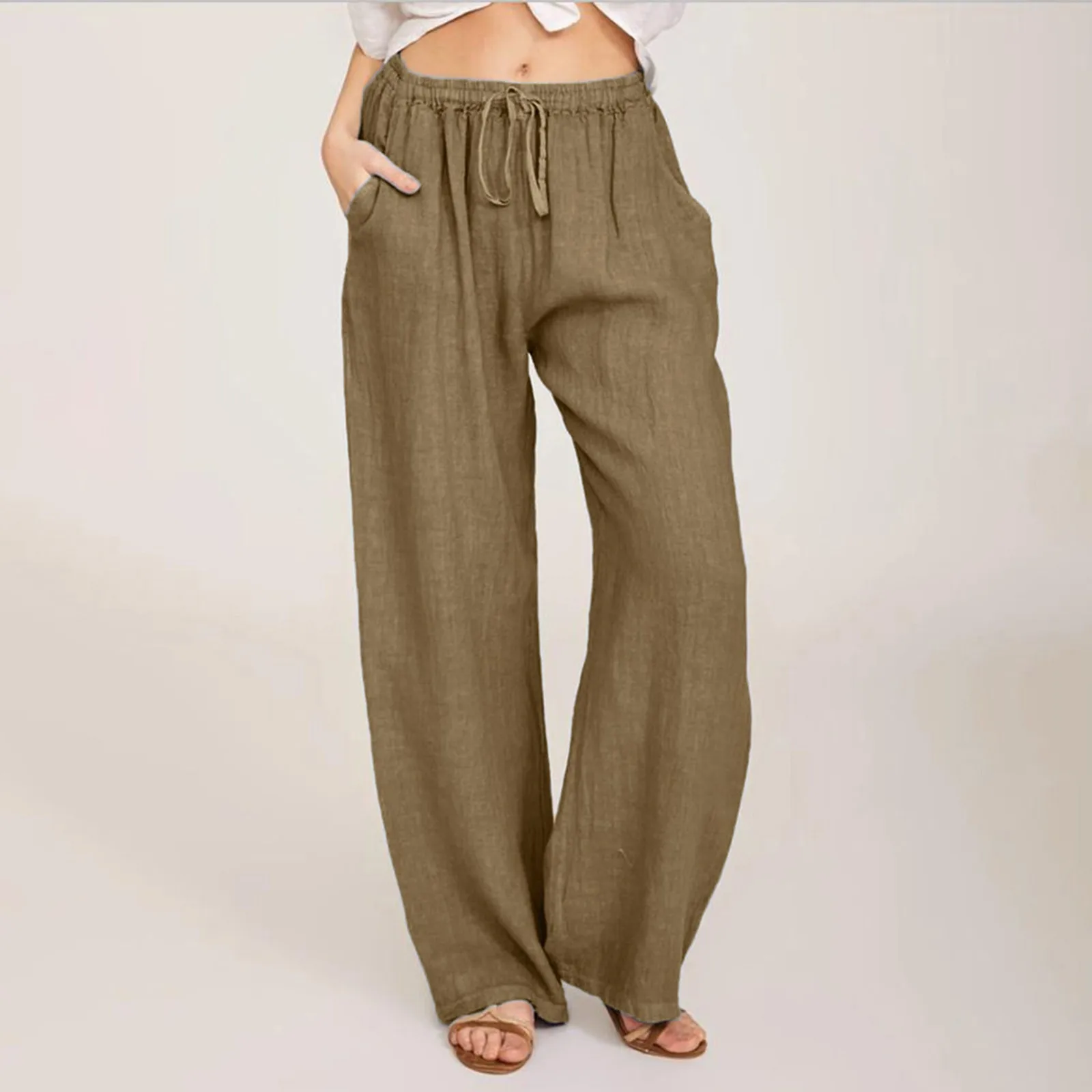 Womens Plus Size Clearance $5 Pants Fashion Women Summer Casual Loose Cotton  And Linen Pocket Solid Trousers Pants - Walmart.com