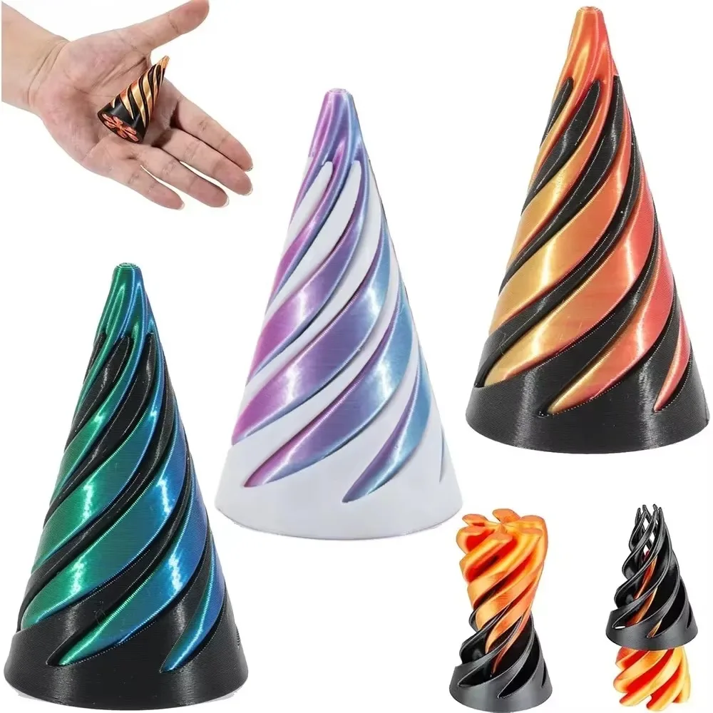 Spiral Cone Pyramid 3D Printed Vortex Sculpture Ornament