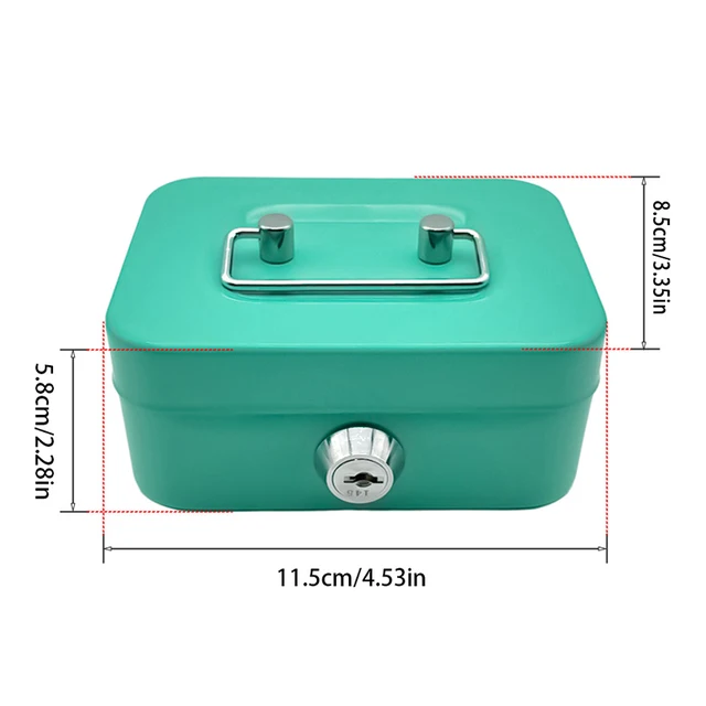 Portable Money Safe Box Lockable Cash Box With Key Metal Small Security Lock Box Sturdy Coin Boxes For Kids 6