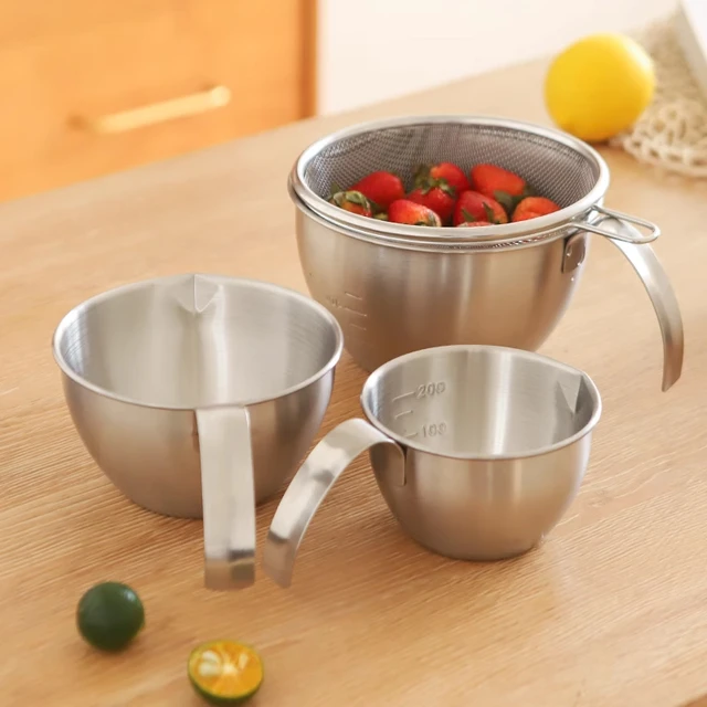 Kitchen Baking Cooking Food Storage 250ml Metal Prep Bowl Stainless Steel Mixing  Bowl with Handle & Pour Spout - AliExpress