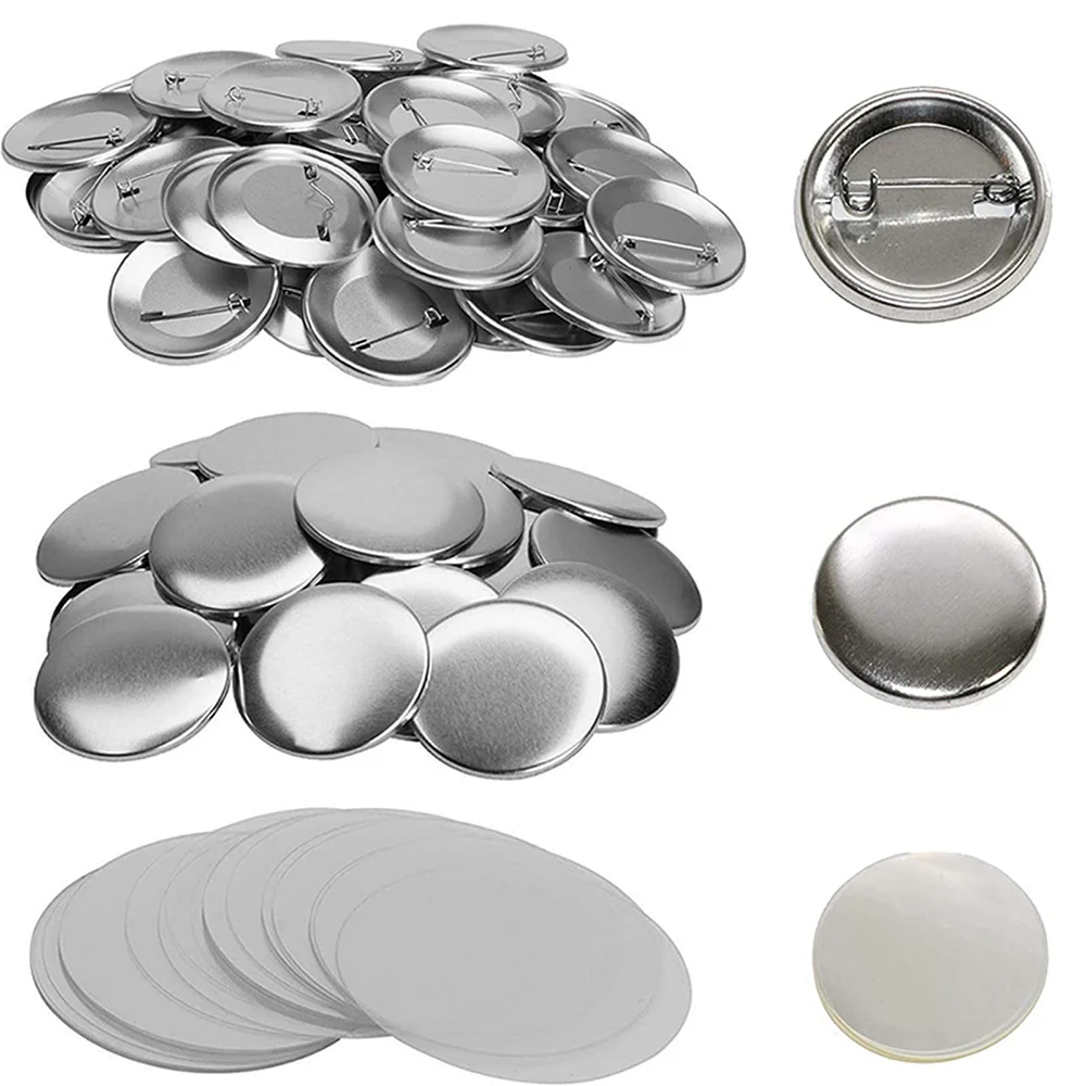 Button Making Supplies DIY Blank Button Pin Badge Kit Round Metal With Shells Back Covers 100pcs