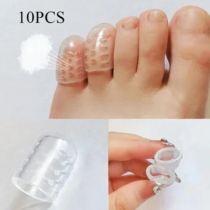 10 Pcs/lot Toe Protector Thumb Care Silicone Soft Breathable Foot Corns Blisters Toe Cap Cover Finger Protection Relief Pains 10pcs anti friction breathable silicone toe protector toe cushion toe cap cover health care finger protector prevents blisters