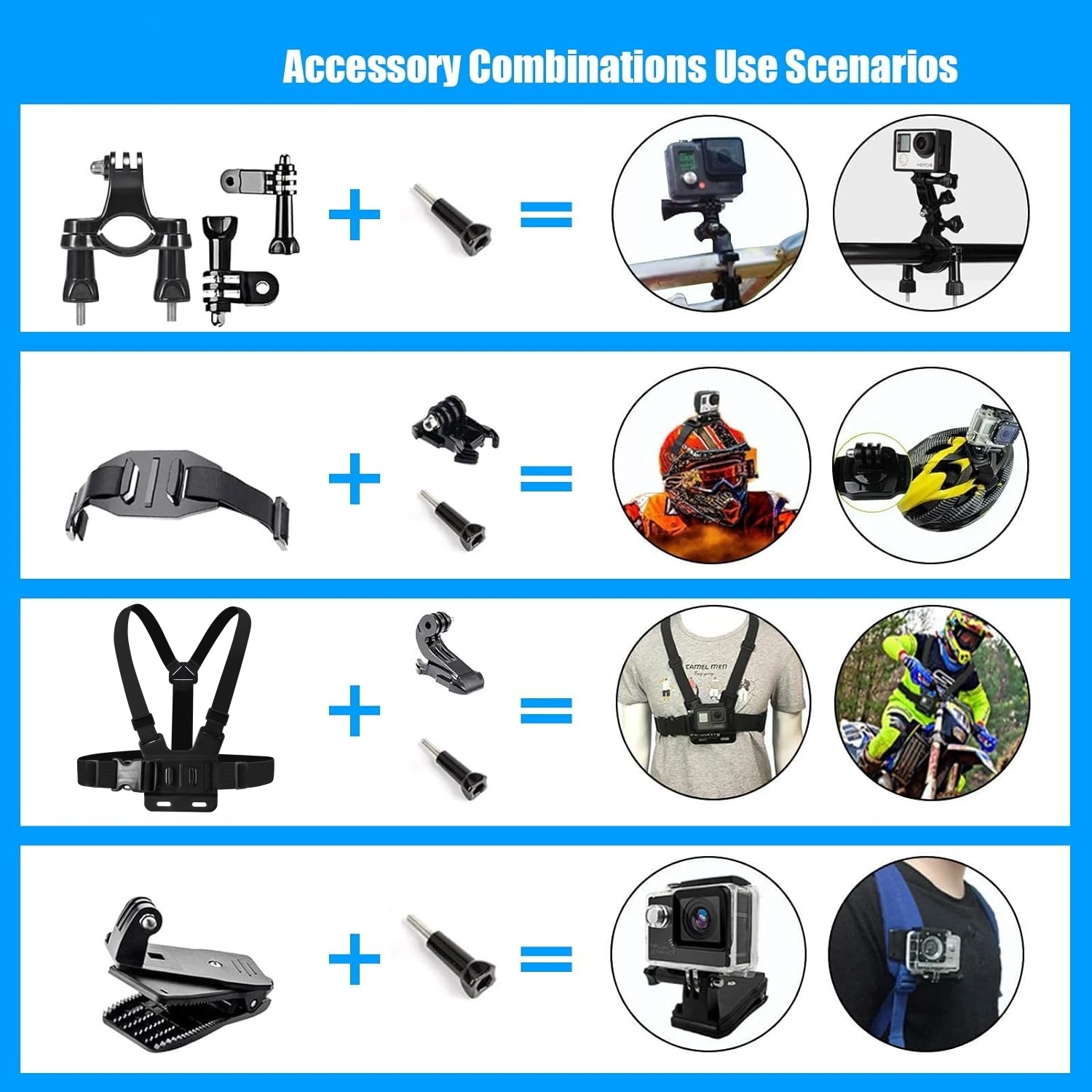 50 in 1 Action Camera Accessory Kit Sets for GoPro Hero 12/11/10/9/8/7/6/5/4 GoPro Max Insta360 AKASO DJI Osmo Action Cameras 3