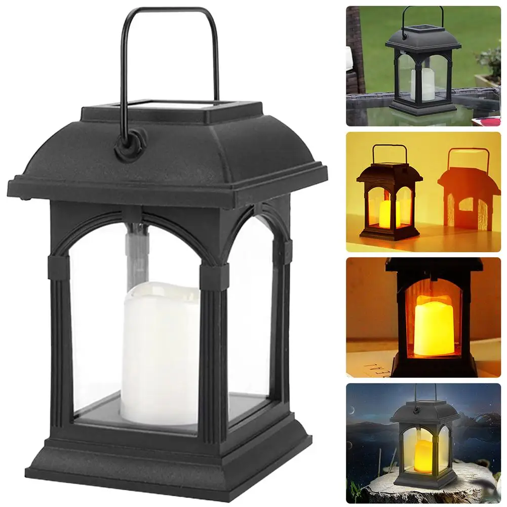 Retro LED Solar Candle Lights Lantern Waterproof Outdoor Garden Hanging