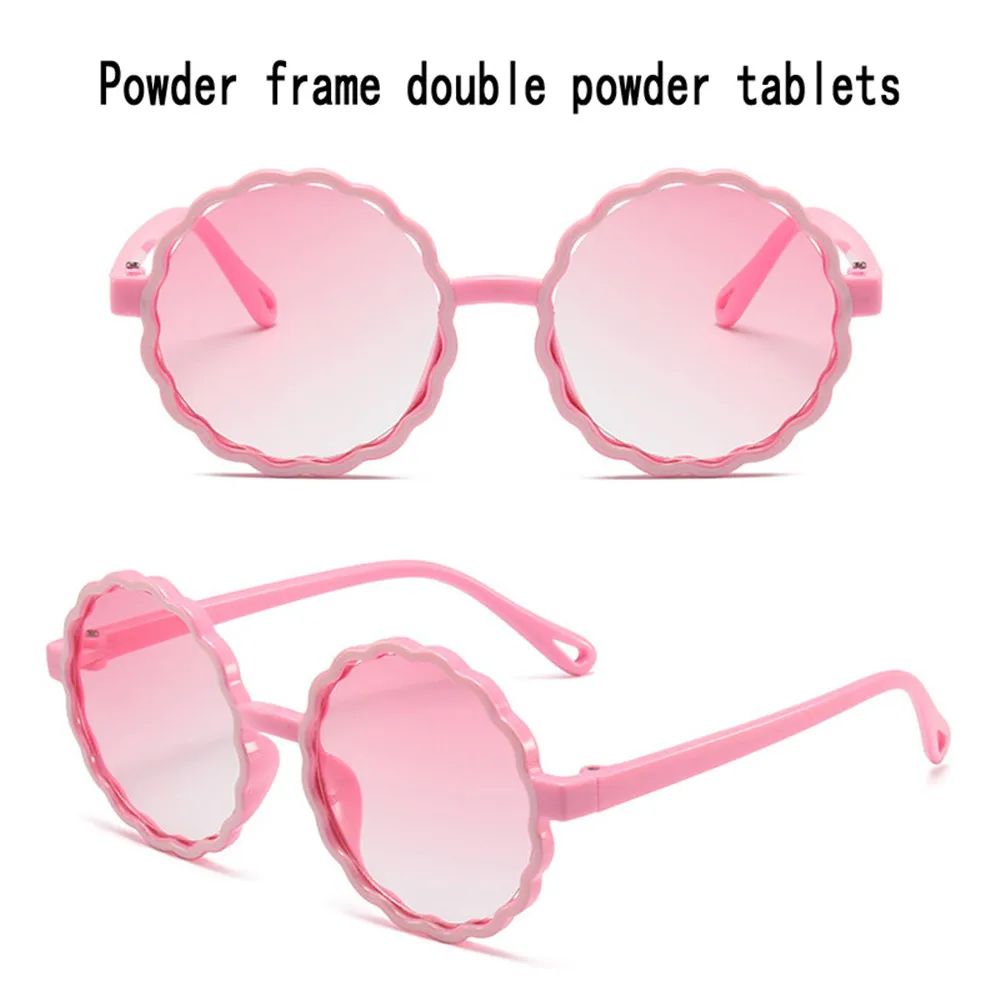 iboode Retro Round Frame Wave Children's Sung Fashion Contrast Color Flower Shape Boys Girls Outdoor Shading Sun_voghion.com