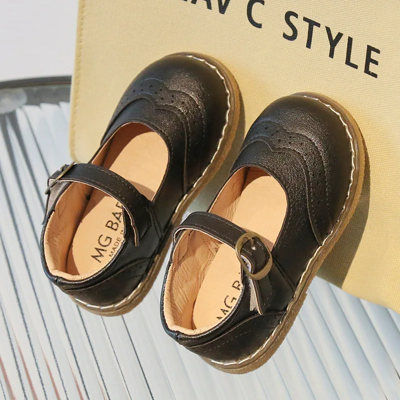 2024 Spring Autumn Kids Soft Leather Shoes For Girl School Party Buckle Strap Girls Shoes 4