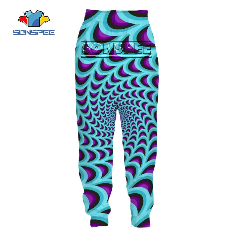 

SONSPEE Men Women Sweatpants Psychedelic Swirl Three-dimensional Graphic Trousers 3D Print Casual Joggers Trend Long Pants