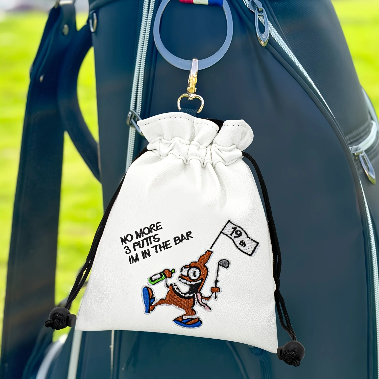 1 pz Borsa Porta Palline da Golf con Motivo Pirata, Materiale PU Resistente, Portatile per Conservare Palline da Golf, Versatile Unisex - immagine 5