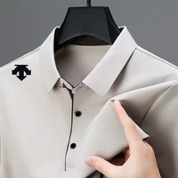 Polo de haute qualité pour hommes, couleur unie, été, nouveau, respirant, manches courtes, t-shirt imprimé original, vêtements tendance pour hommes 1