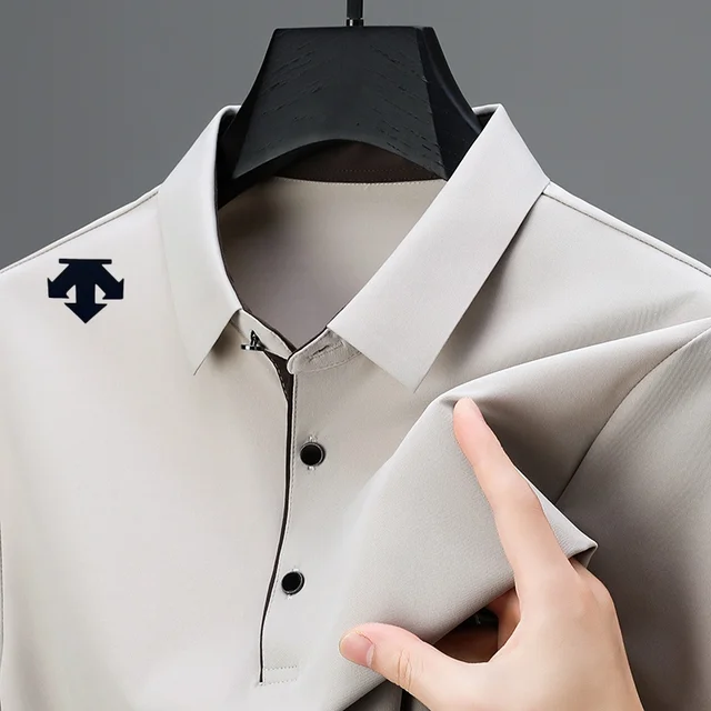 Polo de haute qualité pour hommes, couleur unie, été, nouveau, respirant, manches courtes, t-shirt imprimé original, vêtements tendance pour hommes 1