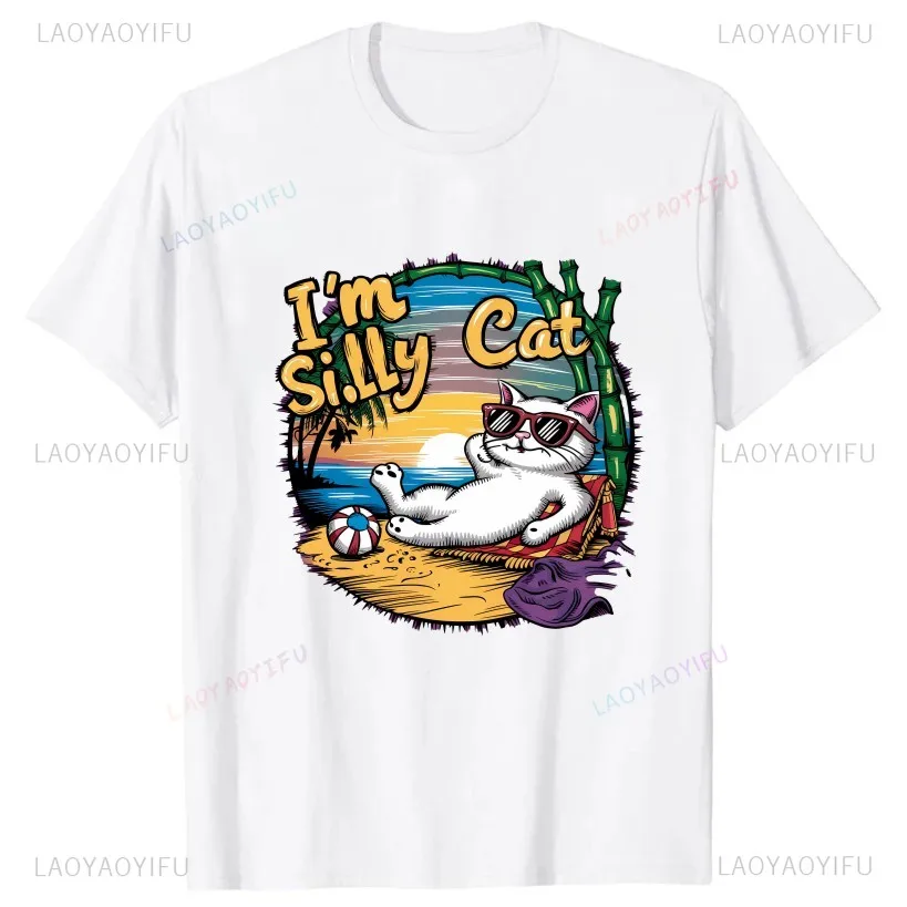 시크한 I Go Meow 고양이 반팔, 재미있는 고양이 밈 노벨티 셔츠, Y2k 소프트 유니섹스 O넥 티셔츠, EU 사이즈 여름 의류
