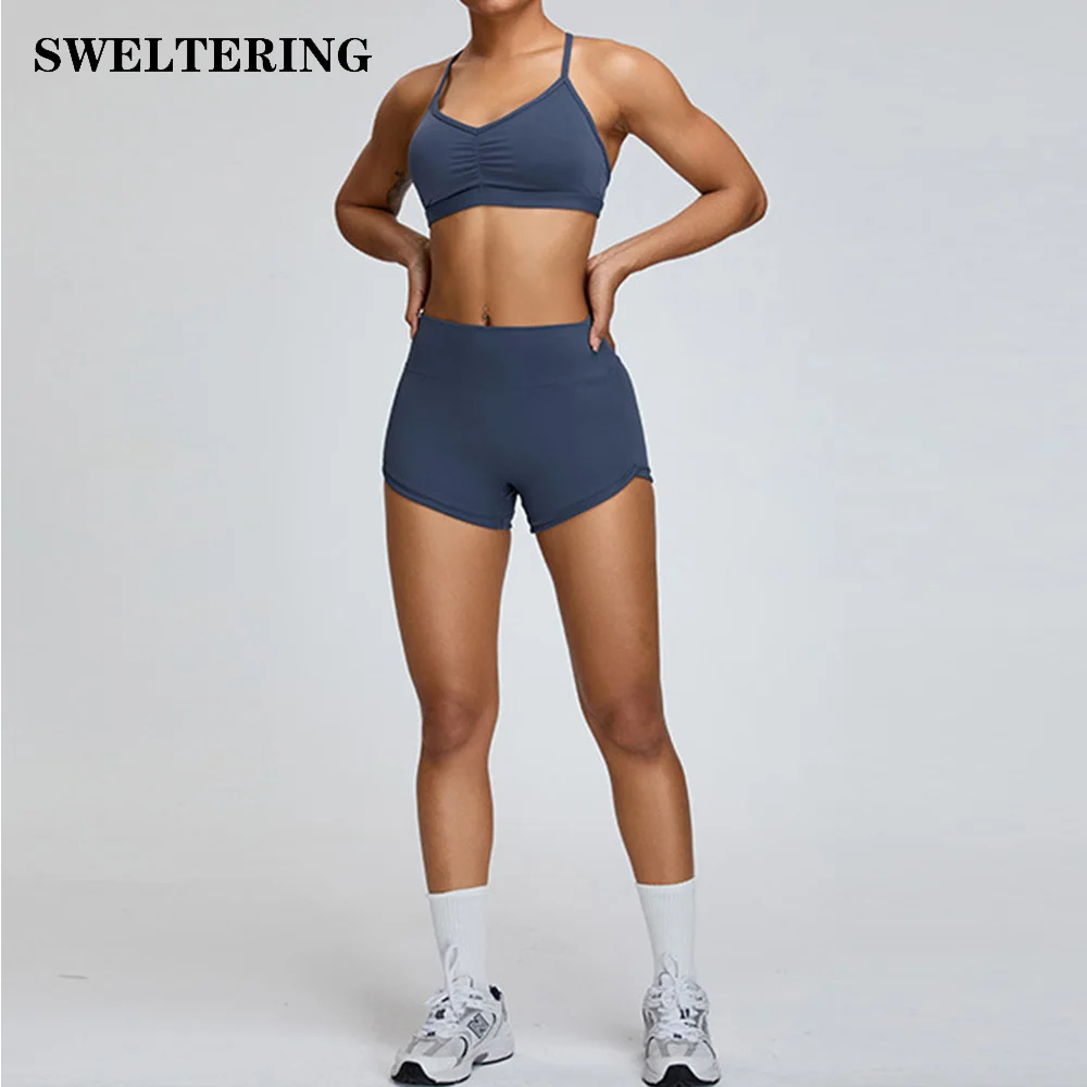 Seamless Gym Yoga Set Tie Dye Sports Bra & Shorts for Women