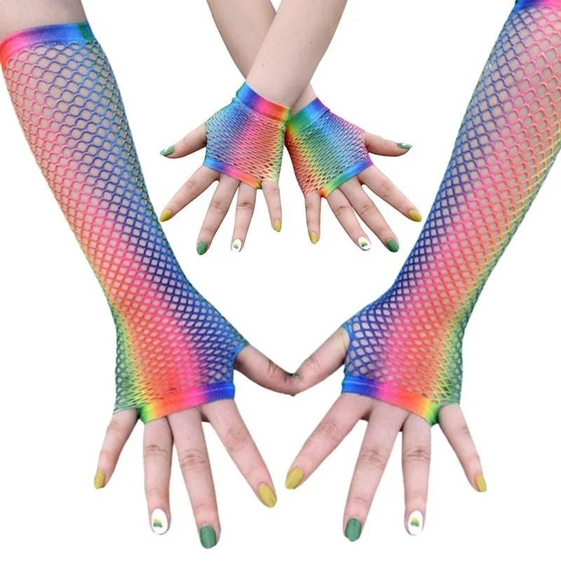 

80s Fishnet Gloves for Women and Girls in Theme Party Costume Accessories