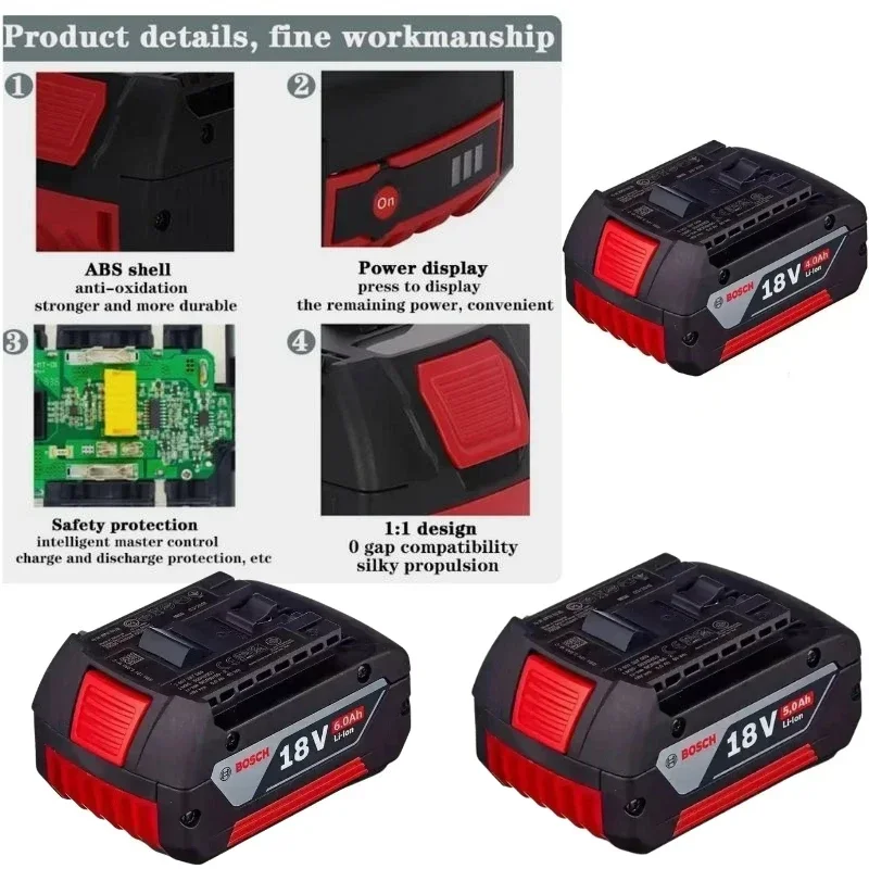 BOSCH 18V Original Lithium Battery BOSCH Battery Pack 6.0AH Original Tool Rechargeable Battery 4.0AH 5.0AH 6.0AH 4