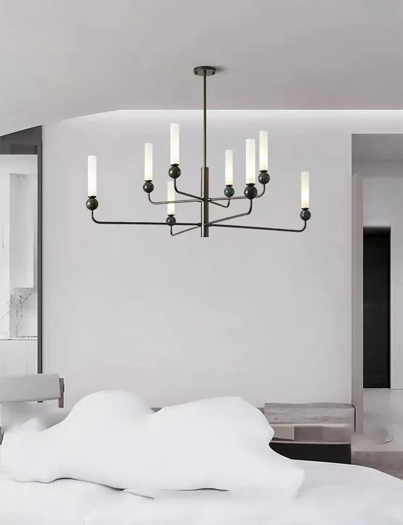 Description Picture 5 of itemModern Simple Chandelier Luxury Marble Ball Brass Lustre Light Fixture Parlor Bedroom Restaurant Study Home Decoration Luminaria