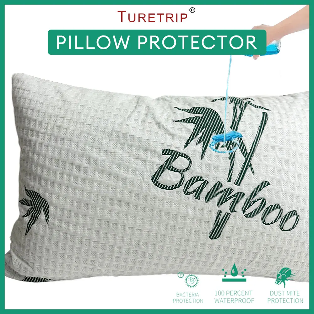 1pc Bamboo Waterproof Pillow Protector 48x74cm Zipper Pillowcases Bedbug Proof & Hypoallergenic
