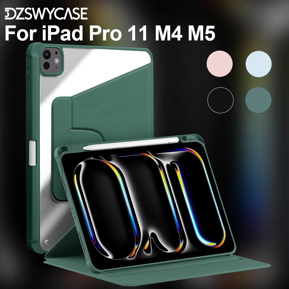 Versatile 360° Rotating iPad Pro Trifold Stand Case with Pencil Holder and Auto Wake/Sleep Function
