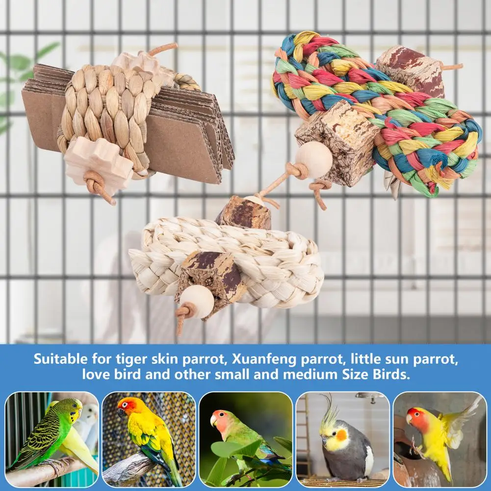ParrotChewToySafeMaterialChewingResistantBraidedNaturalLeaf