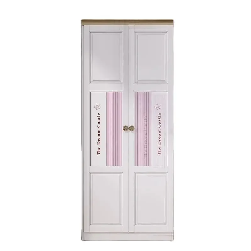 Children's Wardrobe Girl Double-Door Closet Home Bedroom Light Luxury Wardrobe Three-Door Locker Side Cabinet