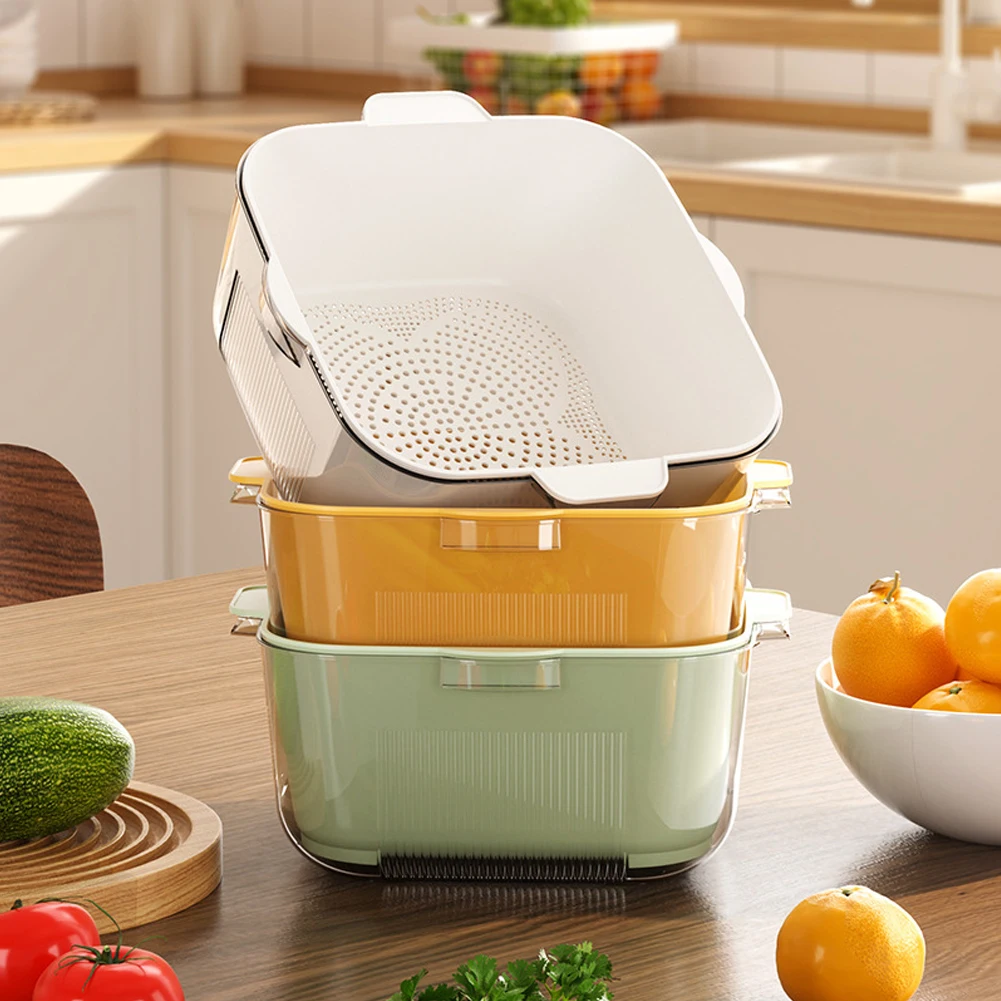 Double Layer Thickened Drain Basket Practical Veggie Leaf Drainer Tool For Fruit Salad