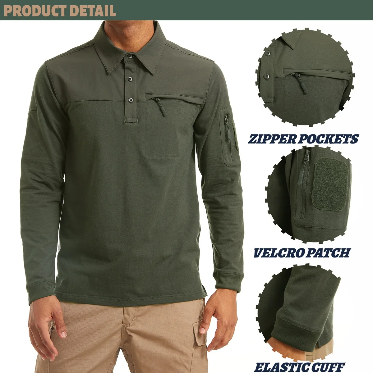 KEFITEVD Men's Long Sleeve Hiking Polo Shirt Outdoor Multi-Pockets T-shirt Camping Pullover Work Fishing Hunting Hiking Tee Tops sport t shirt,long sleeve t shirt