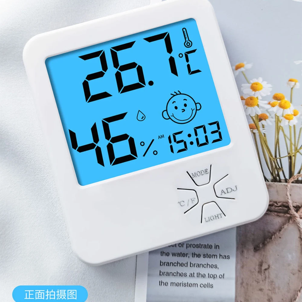 LCD Digital Indoor Temperature Humidity Meter Clock Electronic Home Thermometer Meter With