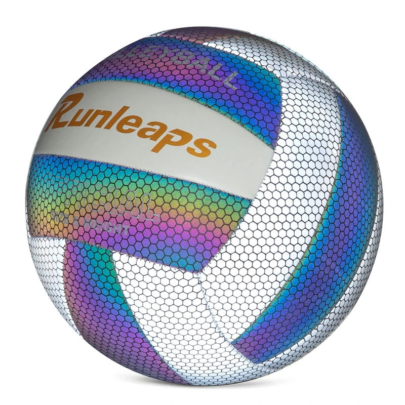 Indoor Reflective Volleyballs Training Outdoor Beach Volleyball Game Balls Gray Blue for Young Men Sports Team Playground Size 5