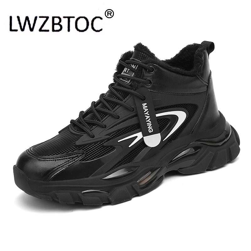 

LWZBTOC Mens Plush Running Shoes Skateboard Shoes Winter Warm Sneakers Fleece Lined Fashion Sport Shoes Brushed Medium Top