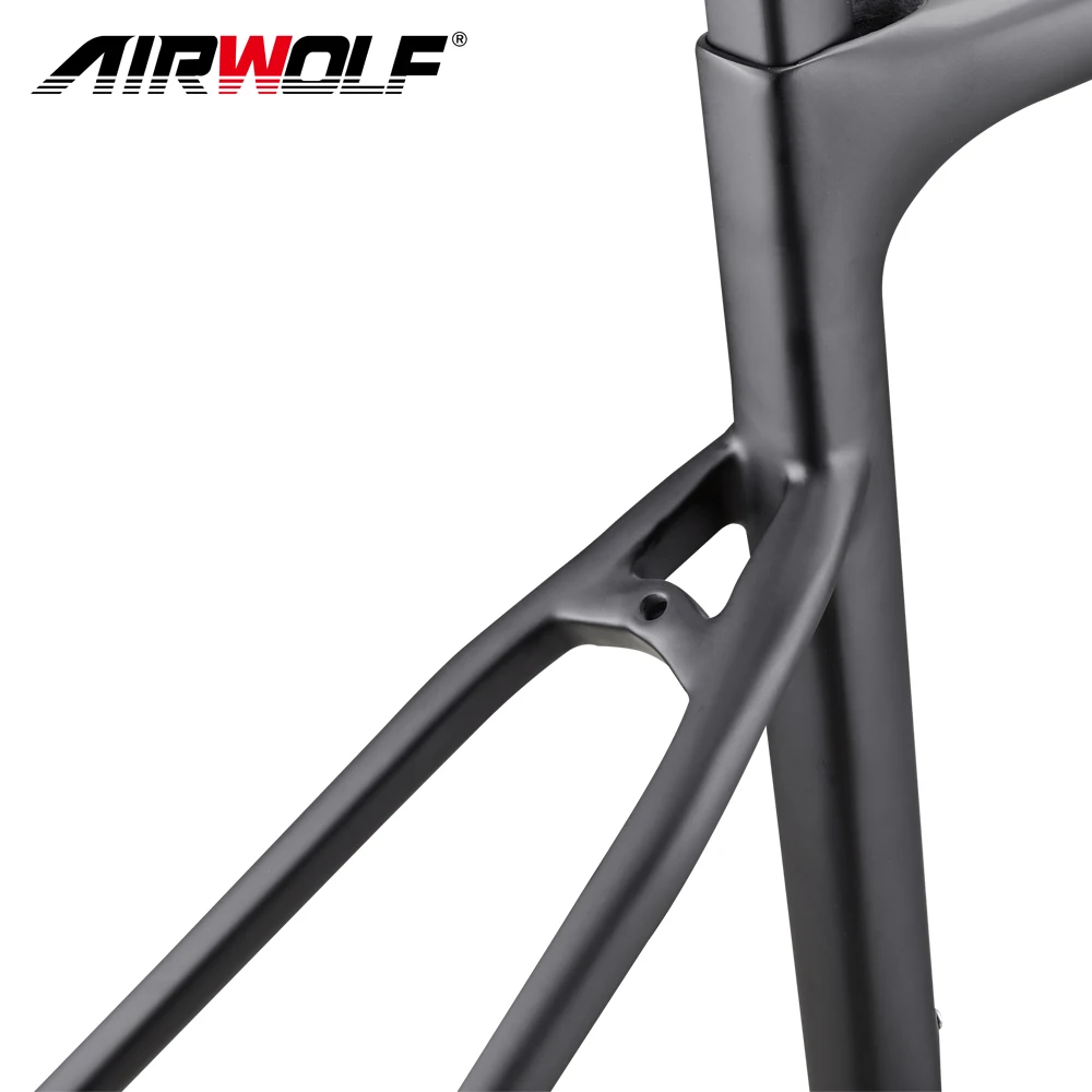 2024 Airwolf 700C 레이싱 도로 자전거 프레임 림 브레이크 핸들 바가 있는 완전 내부 케이블 라우팅 탄소 프레임셋