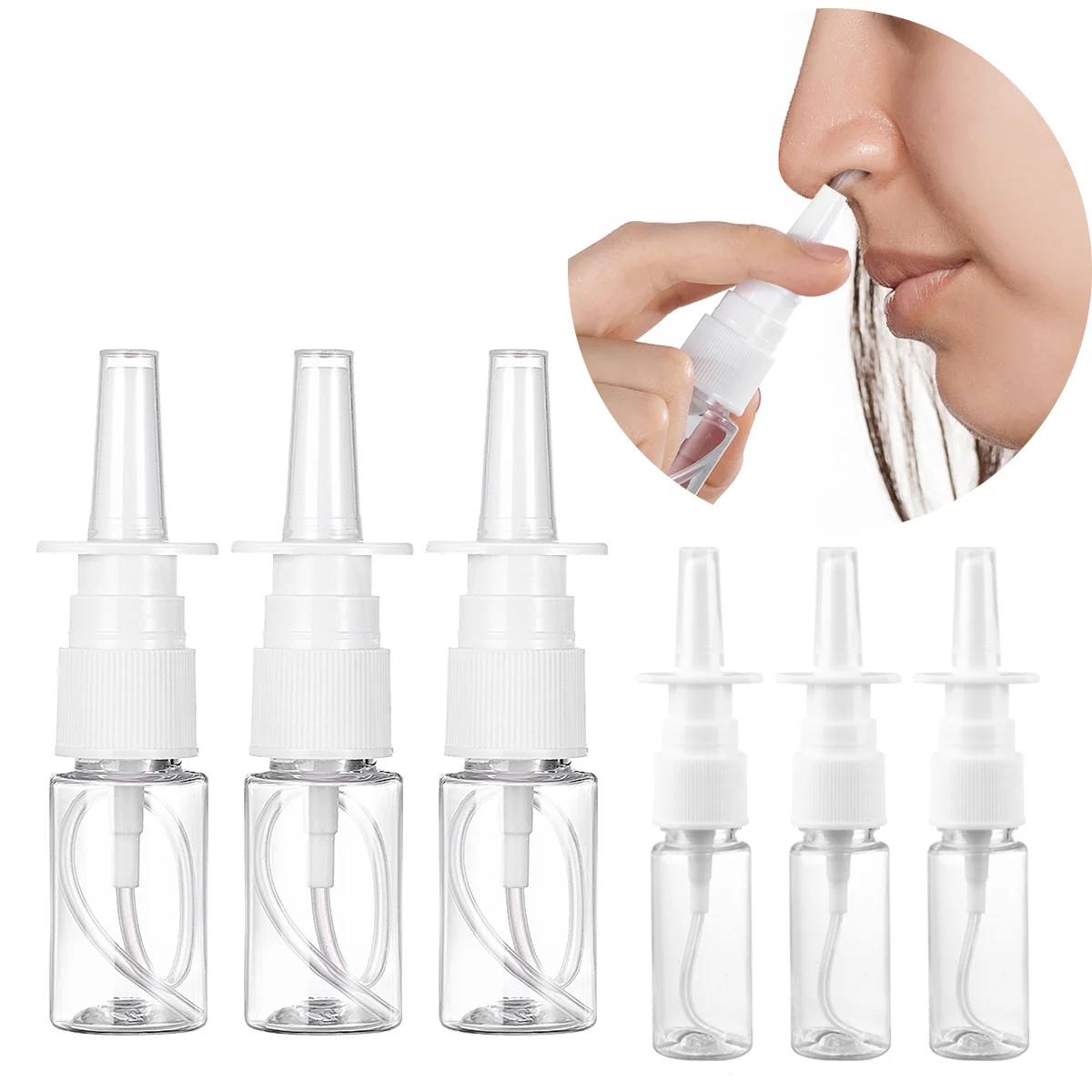 

10pcs/20pcs Empty Plastic Nasal Spray Bottles Pump 10/15/30ml Sprayer Mist Nose Spray Refillable Bottling Packaging Perfume