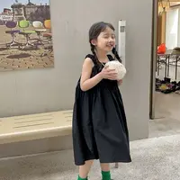 Mode nouvelles filles bébé noir robe d'été fille élégante enfants sans manches robes de fête d'anniversaire enfants vêtements robes 25 2