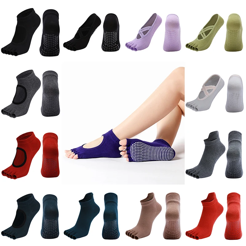 

Professional Five Toe Yoga Socks Open Toe Breathable Anti-Slip Pilates Sock Women Fitness Toeless Half Toe Sock for Ballet Dance