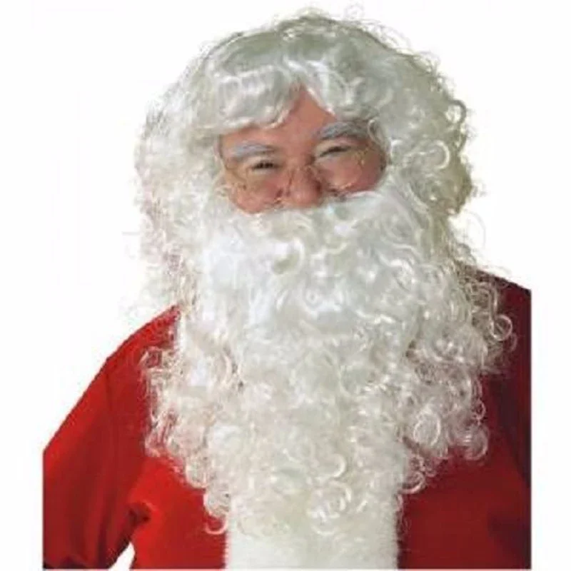 

Top Quality Festival Prop Fans curly Wigs Cosplay White Beard Christmas Santa Claus Wig Mustache Wig Cap