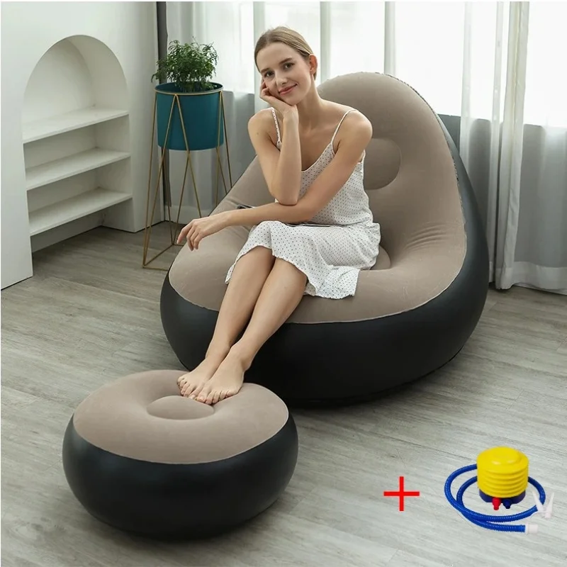 Inflatable Sofa Set New Inflatable Leisure Bean Bag Outdoor Foldable Recliner Bed Fluffy Seat Tatami Footstool Bedroom Chair