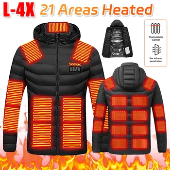 21 Areas Heated Jacket Men USB Electric Heating Jacket Ski Thermal Clothing for Outdoor Hunting Hiking Camping Skiing 1