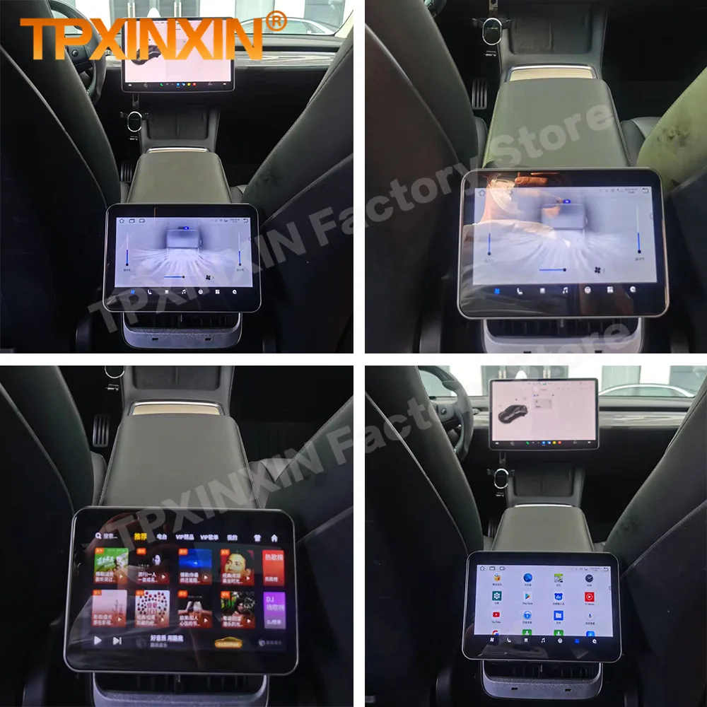 Für Tesla Modell 3/Modell Y/X/S Auto Kopfstütze Monitor Android Hinten Sitz  Unterhaltung IPS Bildschirm carPlay Multimedia Player AC Panel