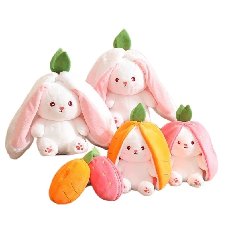 

Kawaii Fruit Transfigured Bunny Plush Toy Cute Carrot Strawberry Turn Into Rabbit Plush Toy Kids Birthday Christmas Gift