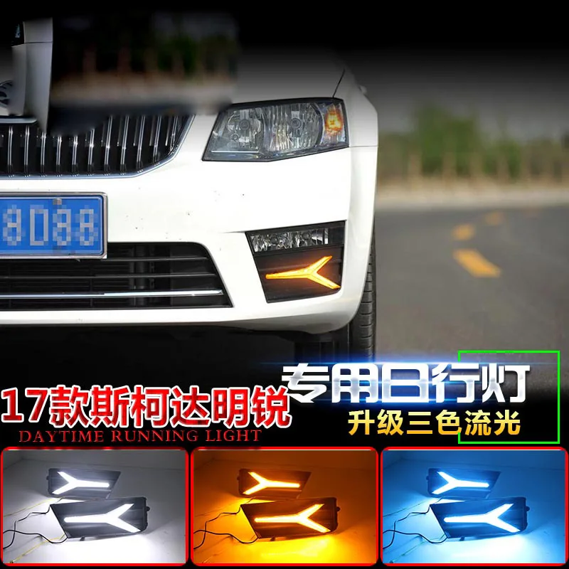 

1 комплект автомобильных бамперов, фар для дневных фотографий Skod Octavia; 2015 ~ 2018y, хромированные зеркальные Противотуманные фары Octavia