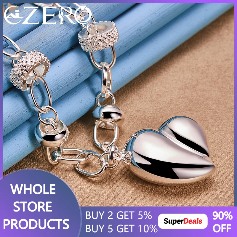 

925 Sterling Silver 18 Inch Romantic Heart Pendant Necklace For Women Fashion Charm Jewelry Party Wedding Gift Free Shipping