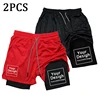 New Custom Compression Shorts Men Gym Athletic Pants Your Logo Fitness Personalized Double Layer Quick Dry 2 In 1 Sports Shorts 4