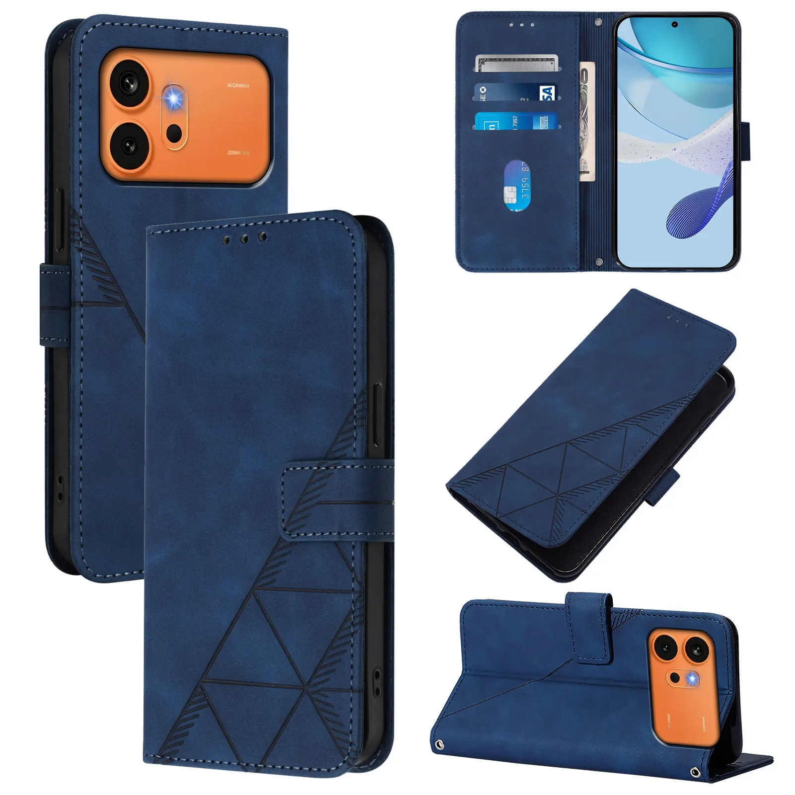 Magnetic Leather Wallet Flip Case with Stand - Skin Feel Line