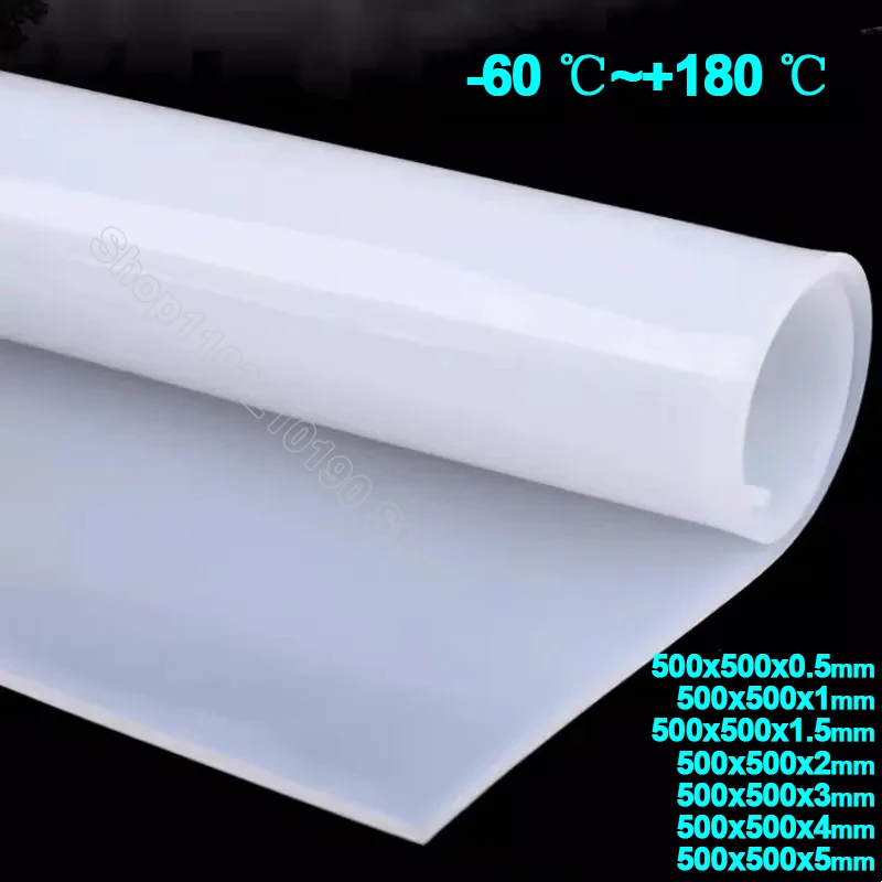 Folha de Borracha de Silicone Branco Resistência a Alta Temperatura Sílica Gel Plate Vmq Pads 05 15 mm Espessura 500*500 mm