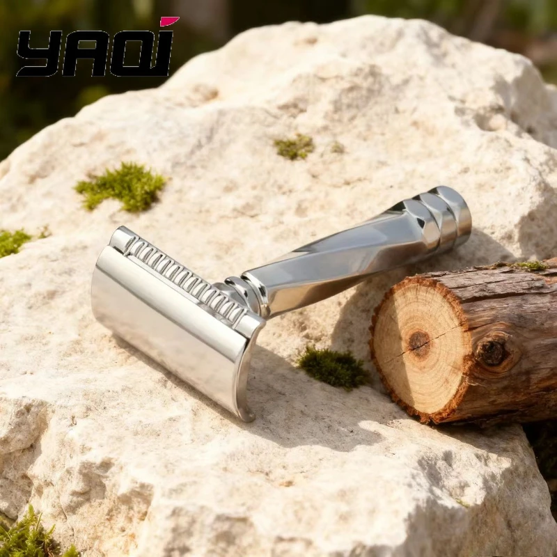 YAQI 세르베로스 스테인리스 스틸 안전 면도기 0.65mm 간격 약 70g 저자극성 초경량 전문가용 남성 면도 도구